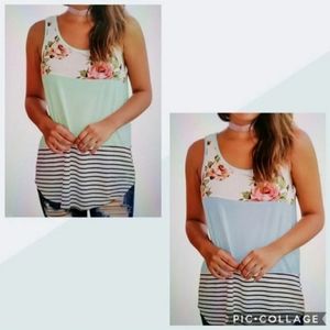 2 XL Sleeveless Tank Tops Summer Floral